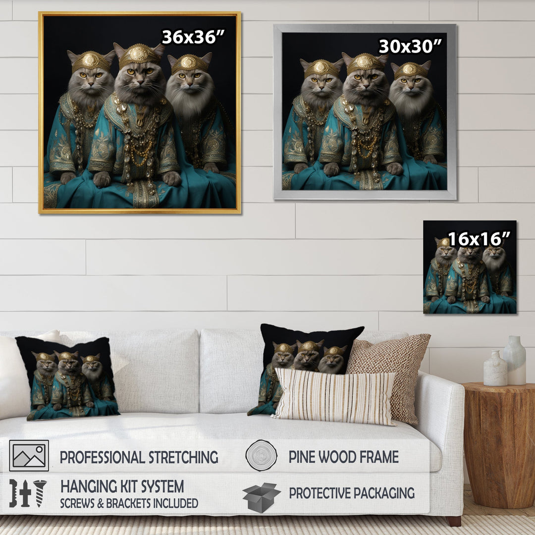 Turquoise Gracious Sultan Cats - Cat Canvas Wall Art