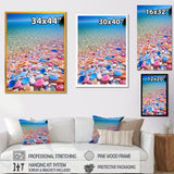 Turquoise Pink Pebbles On Paradise Ocean Beach - Red Cat Wall Art