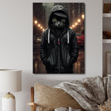 Cool Cat In Black Hoody Street Cred - Cat Framed Canvas Art