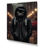 Cool Cat In Black Hoody Street Cred - Cat Framed Canvas Art