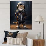 Cool Kitten Hoody Street Cred - Cat Large Canvas Wall Art