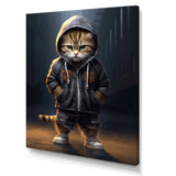 Cool Kitten Hoody Street Cred - Cat Large Canvas Wall Art
