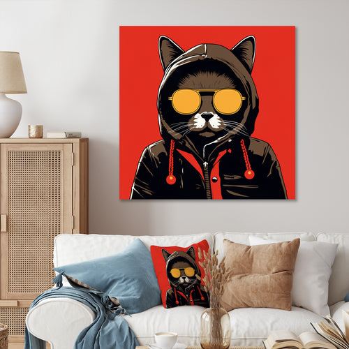 Cool Cat With Sunglasses - Cat Living Room Wall Art