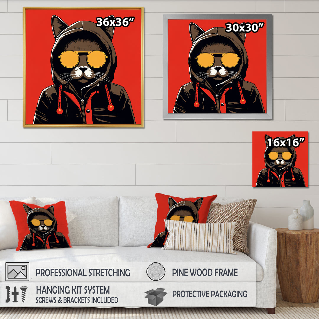 Cool Cat With Sunglasses - Cat Living Room Wall Art