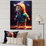 Cute Kitten With Hoody At Sunrise - Cat Bedroom Wall Art