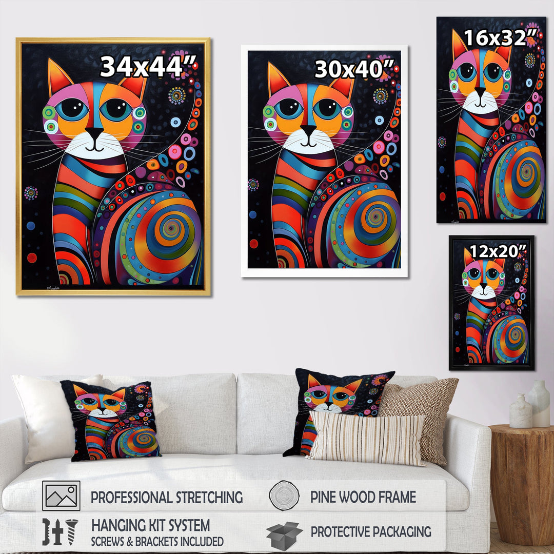 Colorful Portrait Of Cute Cat - Cat Canvas Wall Art