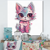 Pink Cute Kitten Cat Illustration - Cat Wall Decor