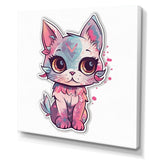 Pink Cute Kitten Cat Illustration - Cat Wall Decor