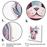 Pink Cute Kitten Cat Illustration - Cat Wall Decor