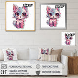 Pink Cute Kitten Cat Illustration - Cat Wall Decor