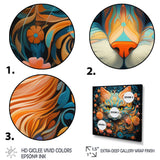 Magical Amber And Teal Cat With Flowers - Cat Living Room Wall Art