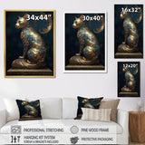 Glam Statue Of Teal And Gold Majestic Cat - Cat Wall Art Prints