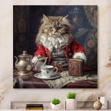 Siberian White Cat Wearing Elegant Costume - Cat Wall Art Prints