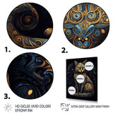 Blue Glamorous Retro Gold Cat - Blue Cat Wall Art