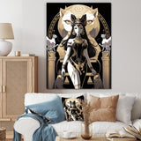 Glamorous Goddess White Cats Retro Illustration - Cat Home Decor Art