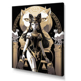 Glamorous Goddess White Cats Retro Illustration - Cat Home Decor Art