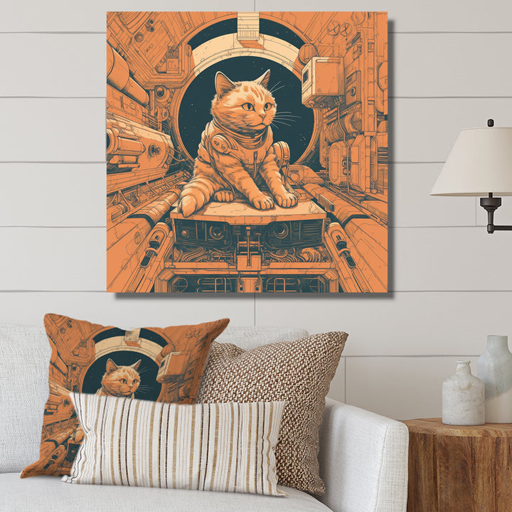 Space Cat Astronaut Retro Illustration - Cat Wall Art Prints