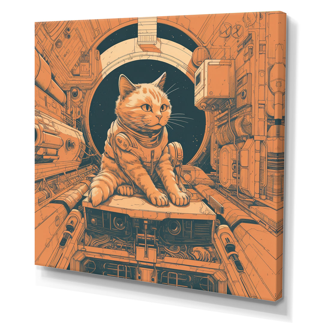 Space Cat Astronaut Retro Illustration - Cat Wall Art Prints