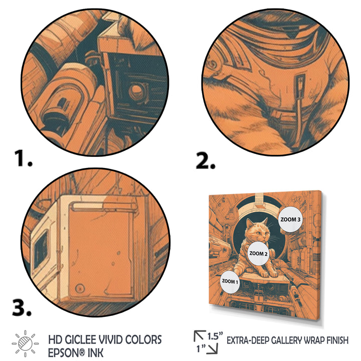 Space Cat Astronaut Retro Illustration - Cat Wall Art Prints