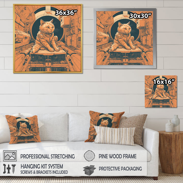 Space Cat Astronaut Retro Illustration - Cat Wall Art Prints