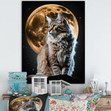 Majestic Cat Under The Full Moon - Cat Home Decor Art