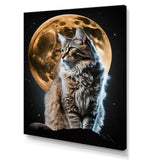 Majestic Cat Under The Full Moon - Cat Home Decor Art