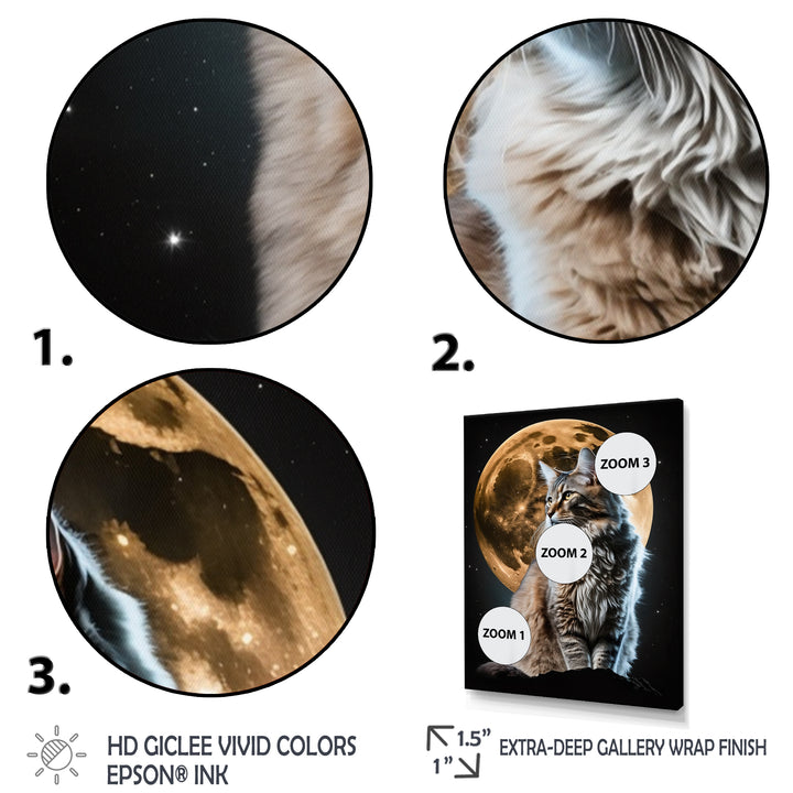 Majestic Cat Under The Full Moon - Cat Home Decor Art