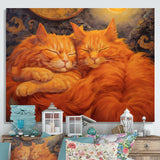 Fluffy Orange Cats Sleeping Together - Cat Wall Decor