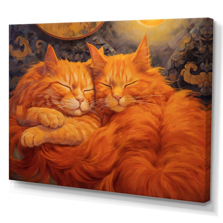 Fluffy Orange Cats Sleeping Together - Cat Wall Decor
