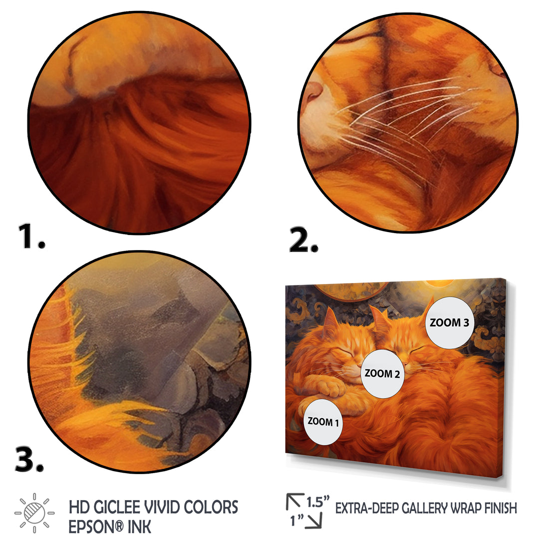 Fluffy Orange Cats Sleeping Together - Cat Wall Decor