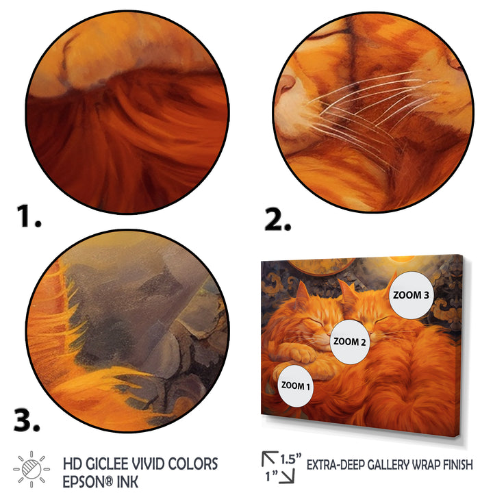Fluffy Orange Cats Sleeping Together - Cat Wall Decor