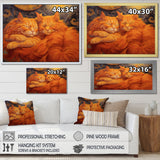 Fluffy Orange Cats Sleeping Together - Cat Wall Decor