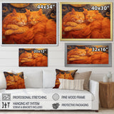 Fluffy Orange Cats Sleeping Together - Cat Wall Decor