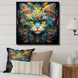 Cosmic Teal Cat With Mysterious Gaze - Cat Wall Art Prints