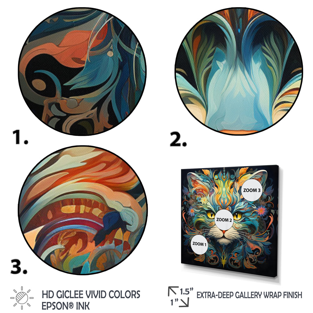 Cosmic Teal Cat With Mysterious Gaze - Cat Wall Art Prints