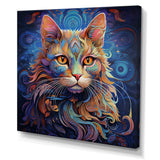 Cosmic Cat With Mysterious Gaze - Blue Cat Wall Art
