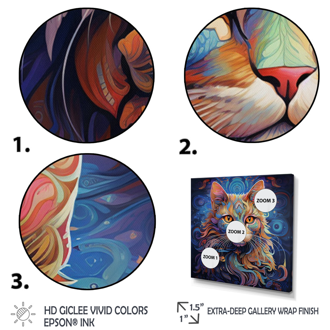 Cosmic Cat With Mysterious Gaze - Blue Cat Wall Art
