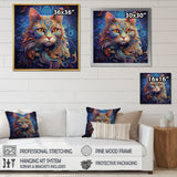 Cosmic Cat With Mysterious Gaze - Blue Cat Wall Art