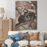 Two Gray Kitting Sleeping In A Tree Vintage Art - Cat Home Decor Art