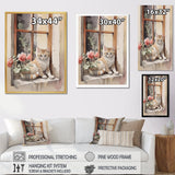 White Cat Sitting On Windowsill Watercolor - Cat Bedroom Wall Art