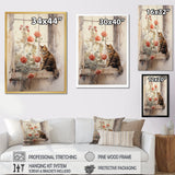 Brown Cat Sitting On Windowsill Watercolor - Cat Canvas Wall Art