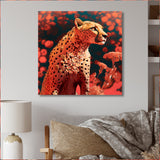 Pink Floral Cheetah - Orange Cheetah Wall Art