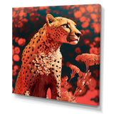 Pink Floral Cheetah - Orange Cheetah Wall Art