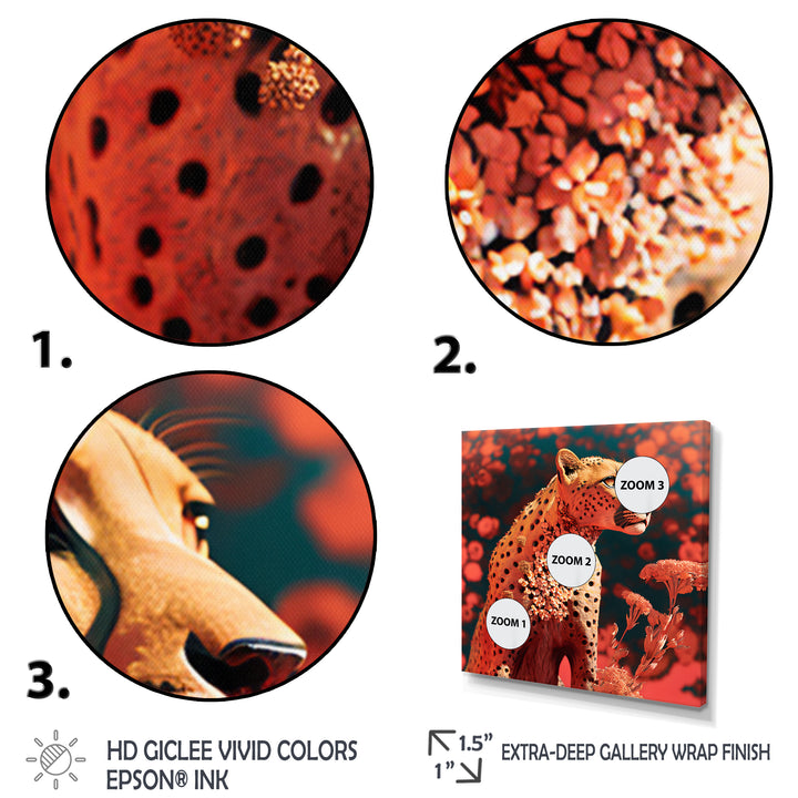 Pink Floral Cheetah - Orange Cheetah Wall Art