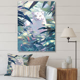 White Cougar In Tropical Jungle - Blue Leopard Wall Art