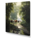 Cattle Cows Walking Near A Pond Rural Scene - Cow Large Canvas Wall Art