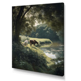 Cows Walking Near A Lake Rural Scene - Cow Living Room Wall Art