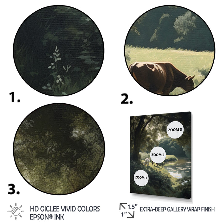 Cows Walking Near A Lake Rural Scene - Cow Living Room Wall Art