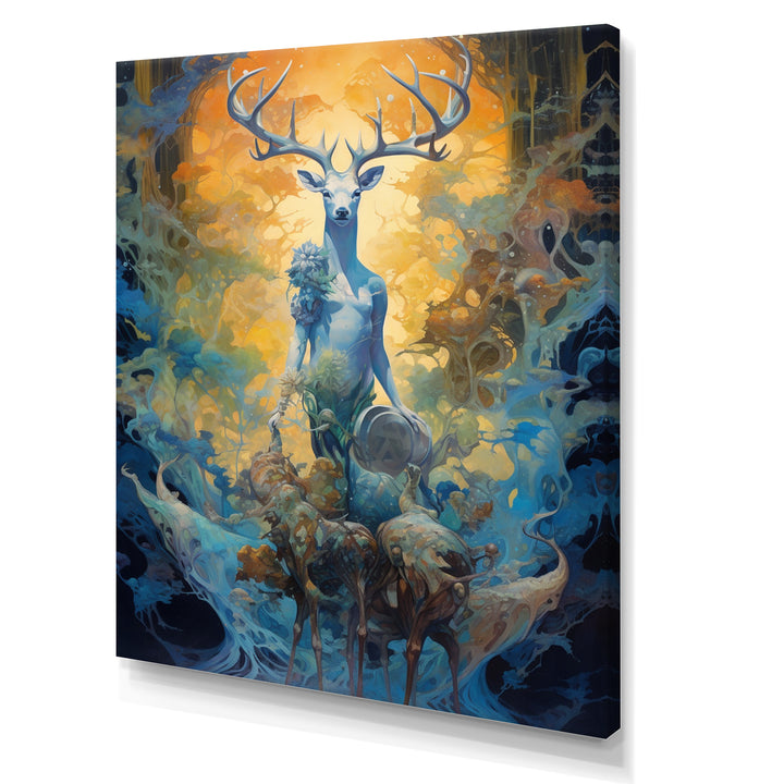 Majestic Deer In Magical Forest - Deer Canvas Wall Art