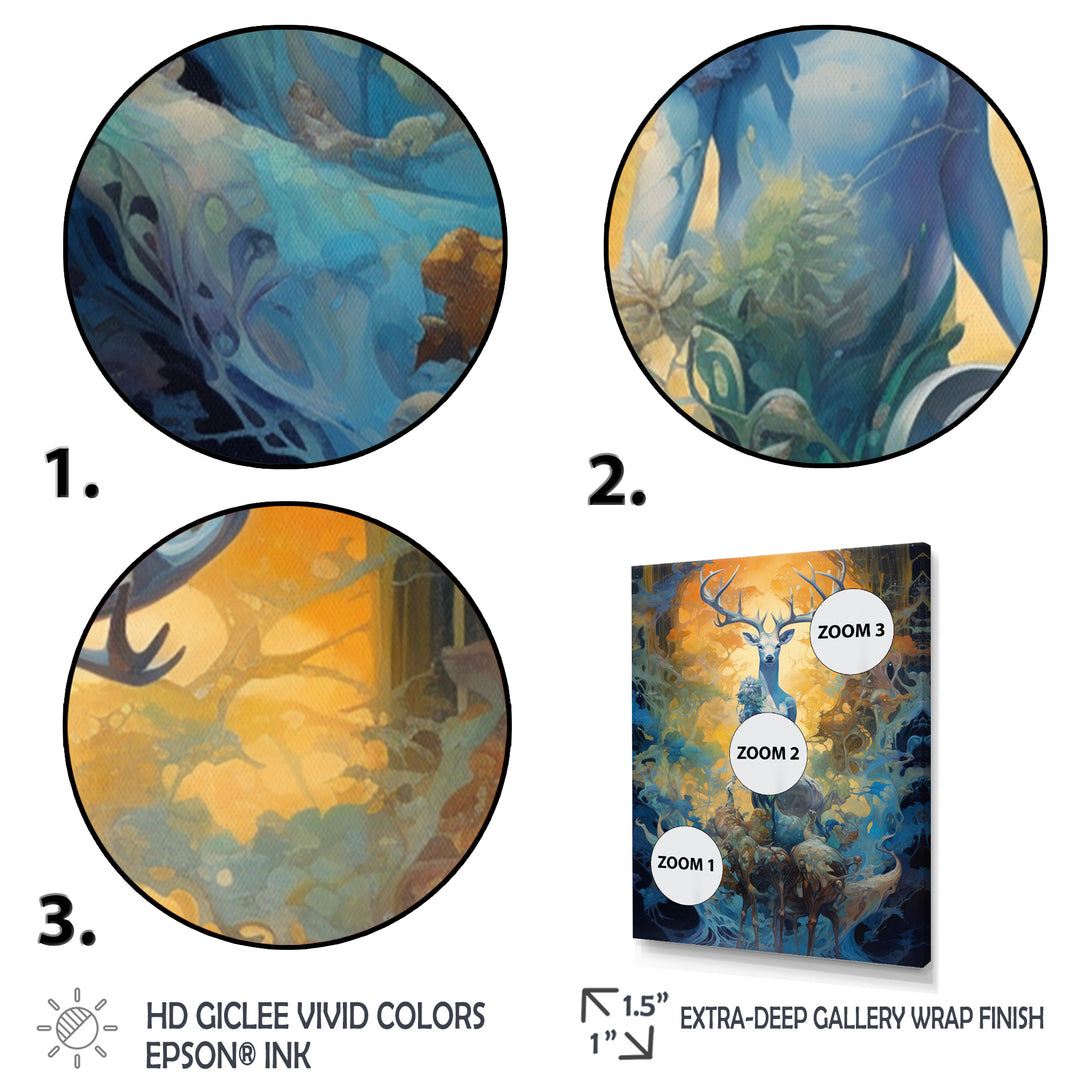 Majestic Deer In Magical Forest - Deer Canvas Wall Art